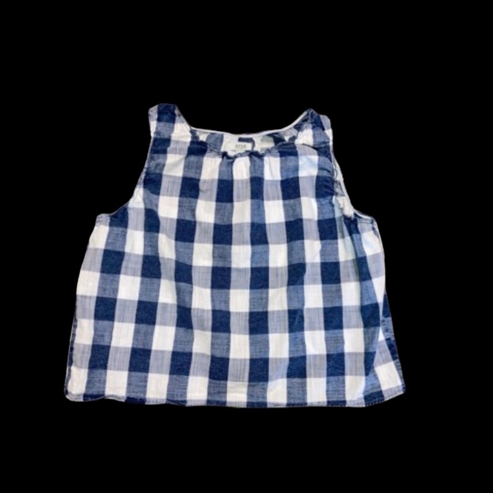 a.n.a A new approach blue and white gingham plaid open back tank top siz…